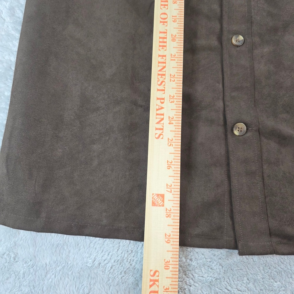 Banana Republic Men S Dark Oak Brown Vegan Suede Relaxed Shirt Jacket - Picture 7 of 13